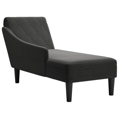 vidaXL Tumbona con Almohada y reposabrazo Derecho Tela Negro, sillón, diván, Silla de salón, sofá Silla, Tumbona, sofá de salón, diván de salón
