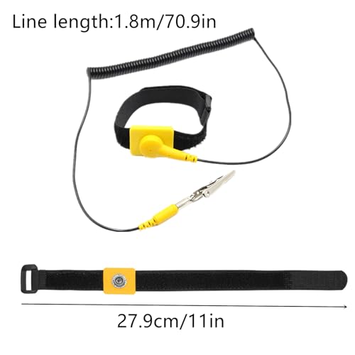 Image of 2 Pcs Anti-Static Wrist Strap, 11 inch Adjustable Band with Alligator Clip and PU Cable, Fits Wrist Sizes 6 inch to 8.5 inch, Ideal for PC Building and Electronics Repair