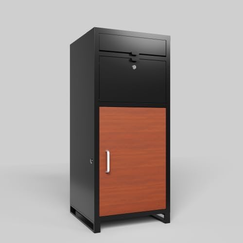 Outdoor Parcel Drop Box, Floor Standing Package Locker with Combination Lock, 36.6 x 15.75 x 15.75 inches, Black