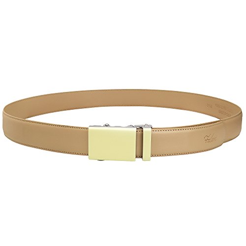 Image of Falari Men Unisex Genuine Leather Ratchet Dress and Casual Belt, Automatic Sliding Buckle, Trim to Fit