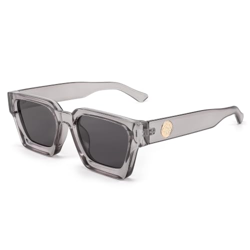 Image of FEISEDY Retro 90s Chunky Square Sunglasses for Women Men B2385