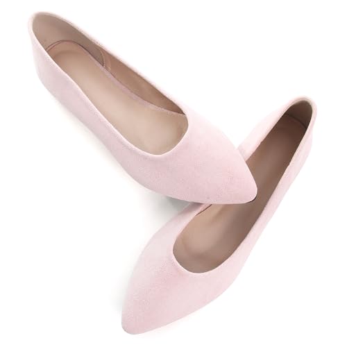 Image of Dear Time Women's Pointed Toe Ballet Flats Simple Casual Office Work Flats Slip-on Comfortable Shoes