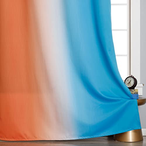 Estelar Textiler Orange and Blue Blackout Curtains 96 Inches Long, Full Light Blocking Gradient Curtains for Bedroom, Ombre Thermal Insulated Blackout Drapes for Living Room, 52x96 Inch, 2 Panels
