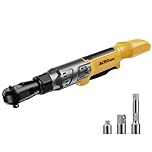 3/8" Cordless Ratchet Wrench, Compatible with DEWALT 20V MAX Battery, 74Ft-Lbs Brushless Motor Electric Ratchet with Variable Speed, 1/2" & 1/4" Adapters, 3" Extension Bar (Tool Only)
