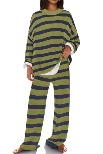 Image of SENSERISE Womens Striped Set Sweater Lounge Sets