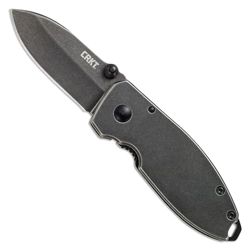 CRKT Squid Everyday Carry EDC Pocket Folding Knife with Frame Lock: Stainless Steel Plain Edge Blade, Stainless Steel Handle, Pocket Clip, 2490KS