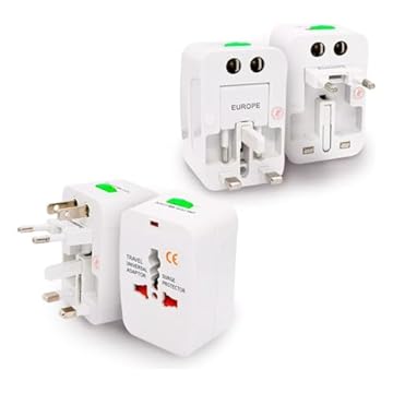 Kit 2 Adaptador Tomada Universal Padrão Internacional 150 Países Viagem Bivolt Para Viagens EUA Europa Ásia UK Reino Unido Brasil Argentina Original