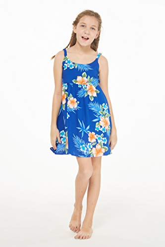 Image of Matchable Family Hawaiian Luau Men Women Girl Boy Clothes in Hibiscus Blue