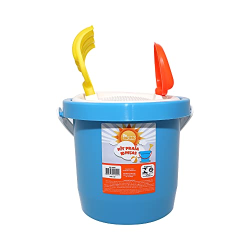 KIT PRAIA 10 PEÇAS COM BALDINHO 18cm - CORES SORTIDAS