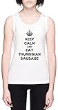 Alta qualità Keep Calm And Eat Thuringian Sausage Bianca Donna Canotta Maglietta Dimensioni S White Women\'s Tank Tee Size S