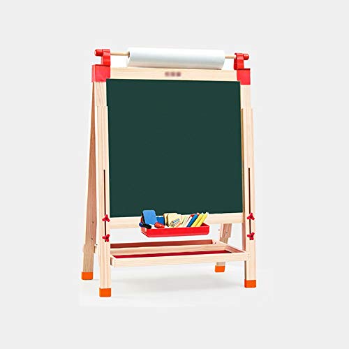 QFFL Children's Wooden Art Easel, Kid's Easel with Double-Sided Magnetic Blackboard Adjustable Height for Children's Easel