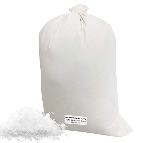 Dream Solutions USA Brand Bulk Goose Down Pillow Feathers - Most Popular Mix 50/50 White (5 LB) - Fill Comforters, Pillows, Jackets and More - Ultra-Plush Hungarian Softness