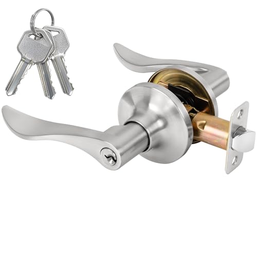 RAFECIEE Keyed Entry Door Lever, Door Handle with Lock and Key, Exterior ＆ Interior Door Handle...