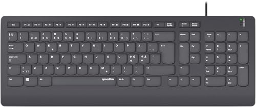 Speedlink Hi-GENIC Clavier Antibactérien Filaire - Clavier Silencieux avec Propriétés Antibactériennes, avec Câble USB-A, Disposition Scandinave QWERTY Nordique, Noir