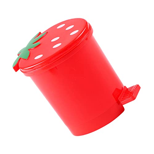 Bote de basura pequeño rojo para escritorio con tapa miniatura 1