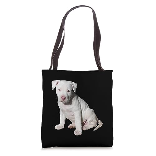 Bolsa Tote de raza Pit Bull cachorro blanco miniatura 1