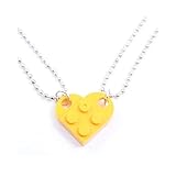 2ピース レゴパズル レンガペンダントネックレス ラブハート型 組み合わせネックレス レディース メンズ カップル ローバー 親友へのギフト, アクリル, 宝石なし