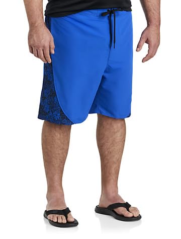 True Nation by DXL Men's Big and Tall Floral Insert Swim Trunks, Blue