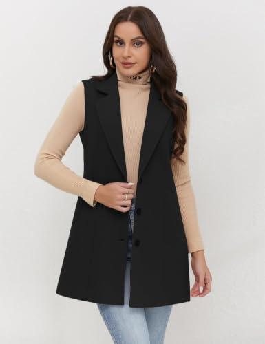 Image of IDEALSANXUN Plaid Vest for Women Fall Winter Sleeveless Blazer Jackets