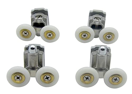KEABATH 4pcs Solid zinc alloy Shower glass door roller shower twin door wheels runner pulleys 23mm diameter wheels for Shower enclosure shower room shower screen door rollers replacement - Image 3