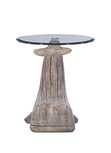 Powell Peabody Whale Brown Driftwood Accent Table with Glass Top - Image 4