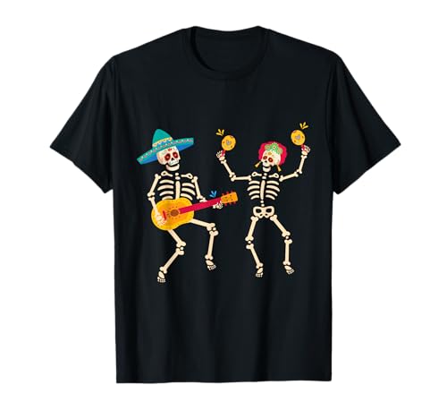 Dia dos Mortos esqueleto Dancing Skull Dia dos Mortos t-shirt, Preto