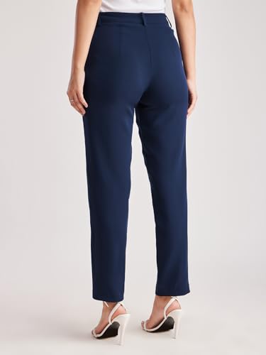Image of FableStreet Women's Formal Trousers | Mid-Rise Straight-Leg Design | Flat Front & Permanent Crease | Polyester Lycra Fabric | Office Wear & Business Meeting
