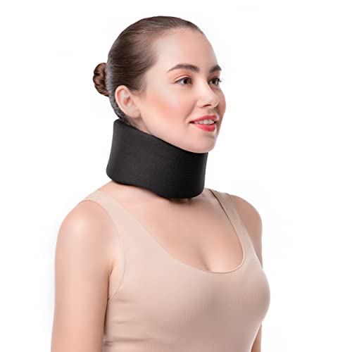 SNUG360 Neck Brace - 3.5 inch Soft Foam Cervical Collar for Men & Women, Relieves Neck Pain & Spine Pressure Due to Whiplash or Injury, Ideal Support for Sleeping (Large, Black)