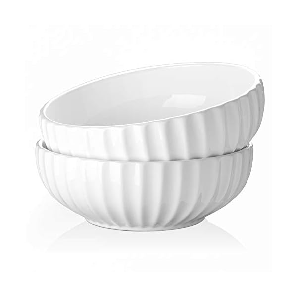 DOWAN 9.75" Large Serving Bowls - 86 oz Ceramic Salad Bowl for Kitchen, Party, Dinner, Banquet - Fruit Nut Bowls for Entertaining - Set of 2