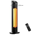 1500W Electric Patio Heater, 36inch Infrared Heater with Remote, IPX5 Waterproof Infrared Tower Space Heater, 2 Heat Levels, 12H Timers, Tip-Over & Overheat Protection for Garage, Indoor, Home
