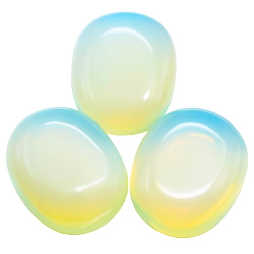 Image of Crystal Heaven Opalite Crystal Palm Pebbles Stones For Anxiety Stress Relief Massage - Aaa Grade Original Healing Gemstone Agate Palm Stone For Yoga Meditation Spiritual Reiki Feng Shui