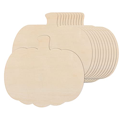 12 Pieces Large Wooden Pumpkin Cutouts 11 Inches Unfinished Wood Craft Cutout Blank Pumpkin Shape Cutout for Halloween Fall Thanksgiving Party DIY Craft Decoration Supplies