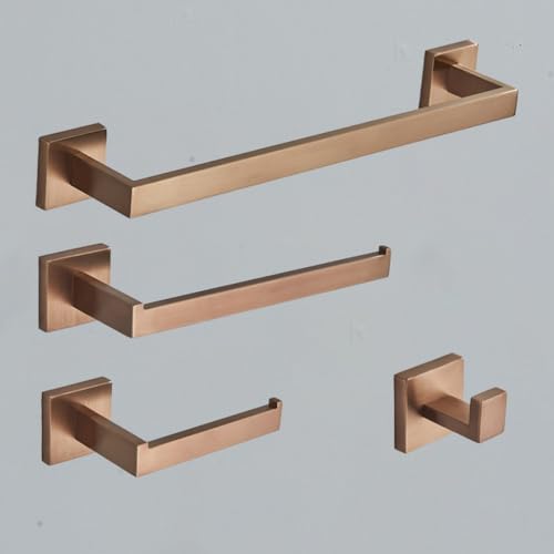 Juego de Accesorios de baño de Oro Rosa, Gancho para Bata de Acero Inoxidable, Barra para Toallas, Soporte para Papel higiénico, Anillo para Toalla, Accesorios de baño, Oro Rosa Cepillado A, 1
