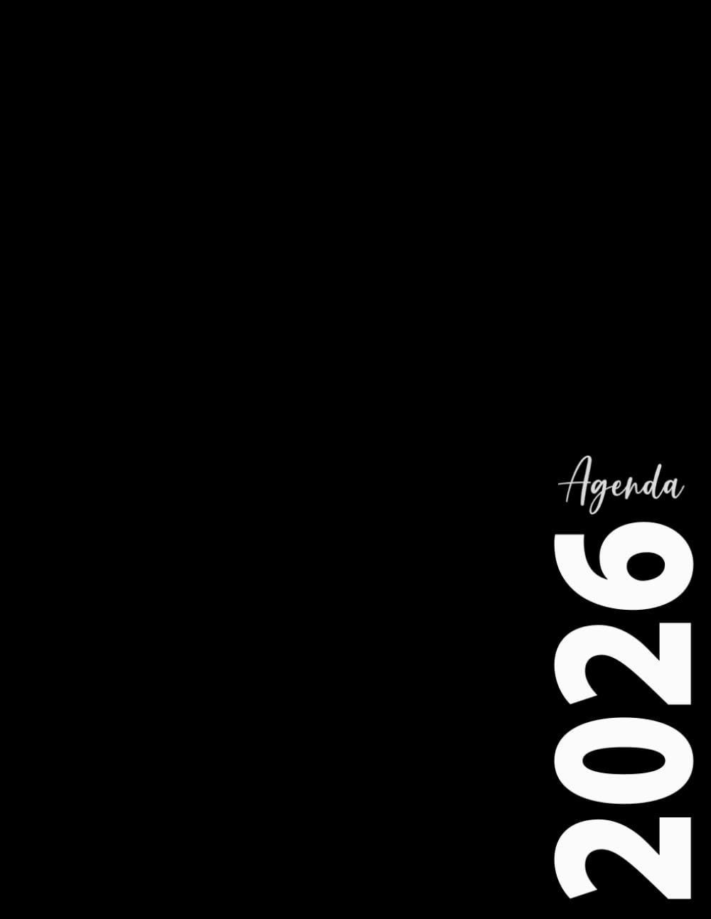 Agenda Giornaliero: Giornaliero da Gennaio a Dicembre , 12 mesi, 1 pagina per giorno, Formato A4, Nera.