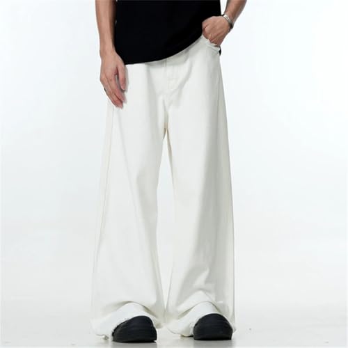 Men's Denim Pants Solid Color Design Trousers Straight Wide Leg Jeans4