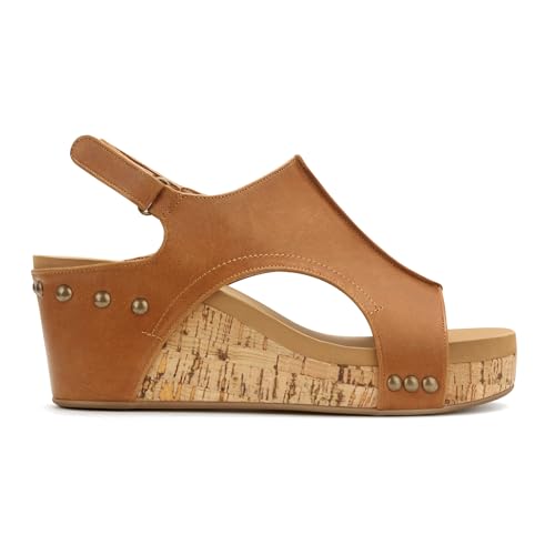 Image of PARTY Women's Wedge Sandals With Buckle Ankle Strap for Dressy Summer