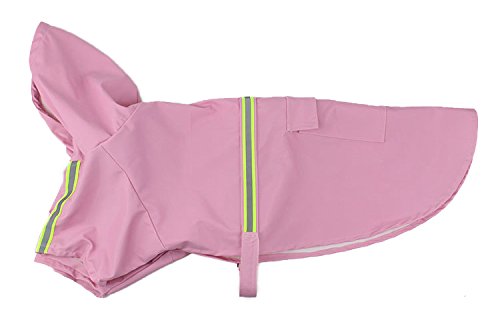 Pet Raincoat, Large Dog Waterproof Clothes Rain Jacket Poncho Labrador Rainwear Clothes with Strip Reflective (2XL, Pink)
