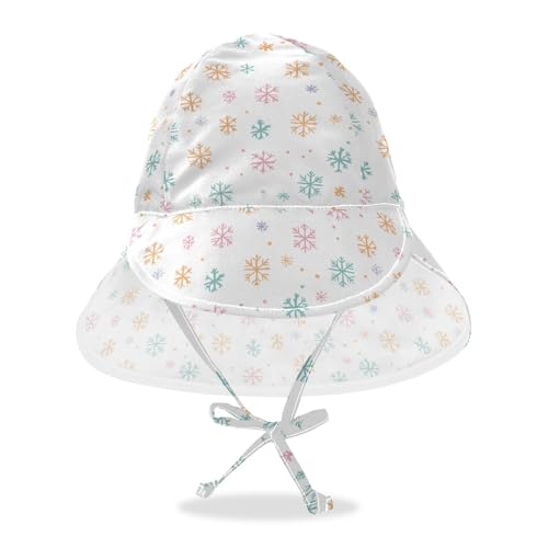 KLL Toddler Sunhat Baby Boys' Bucket Hat Baby Girls UPF 50+ Adjustable Traveling Swim Hat Colorful Snowflake