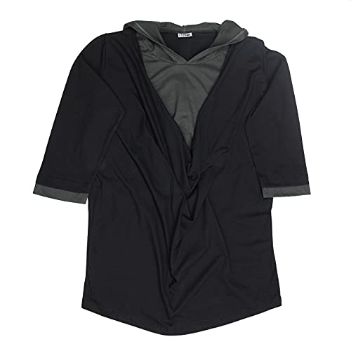 Pull avec capuche Freak Scene en jersey double couche col cascade noir et gris
