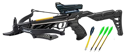 80lb Self-Cocking Crossbow with Red Dot Scope and Arrows