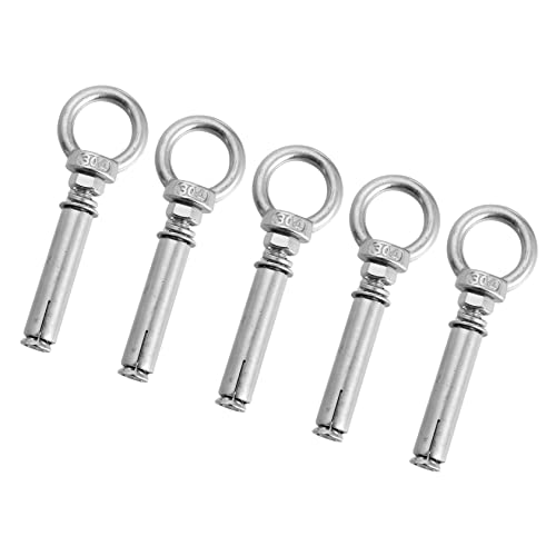 Cabilock 5pcs Lifting Expansion Eye Bolt Stainless Steel Bolt Ring Versatile for Security Decorations