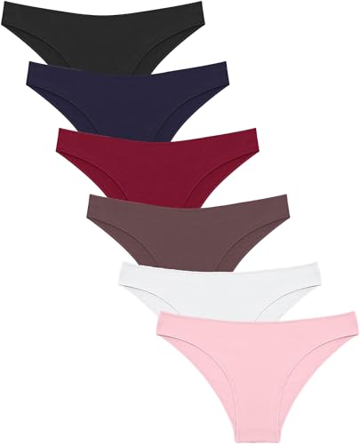 Knowyou Womens Underwear Cotton Cheeky Panties for Women Cute Stretch Bikini Breathable Panties for Ladies 6Pack