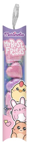 Martinelia - Kit de bombas para el baño con forma de corazón rosa y lila, colección My Best Friends