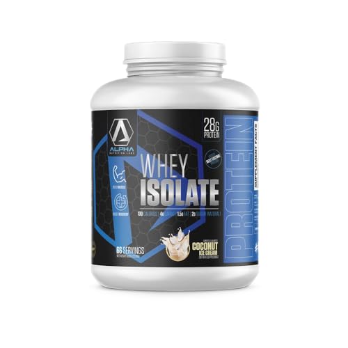 Alpha Nutrition Labs Whey Isolate Protein Powder - Coconut Flavor, 28g of Protein, Protein Source, Low Carb, Classic Specialty