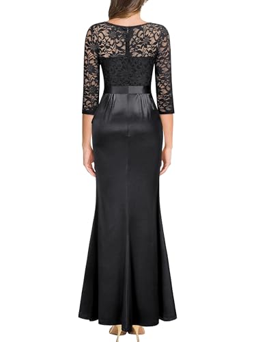 Image of MISSMAY Women's Vintage Floral Lace Ruffle Half Sleeve Evening Party Formal Long Dress