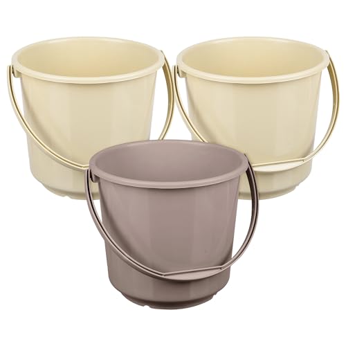 Urbane Home Bucket | Plastic Bucket for Mopping | Bucket for Cleaning | Storage Container Bucket | Water Storage Bucket | Bathroom Bucket | Plain Bucket | 5 LTR | Pack of 3 | Multi