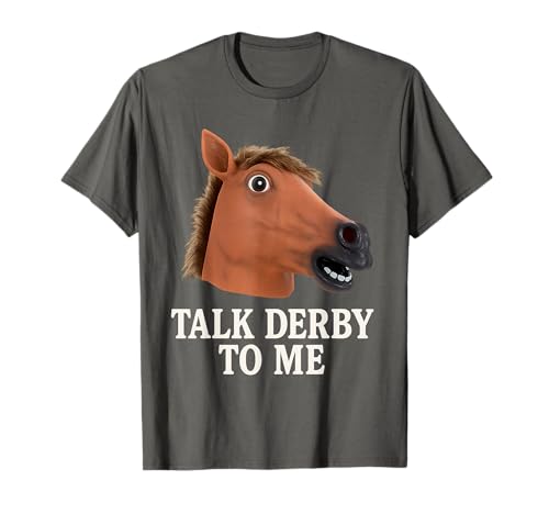 Talk Derby To Me Funny Horse Racing Jockey Mask Costume Art T-Shirt