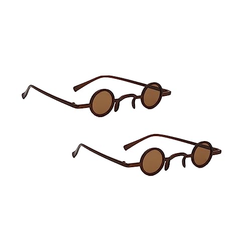 PACKOVE Retro Vintage Style Spoof Sunglasses 2 Pairs of Tea Frame and Tea Pattern Glasses for Festival Party Fun