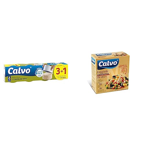 Calvo Atún claro en aceite de Oliva Pack3+1 65g & Ensalada California De Atun 150 gr