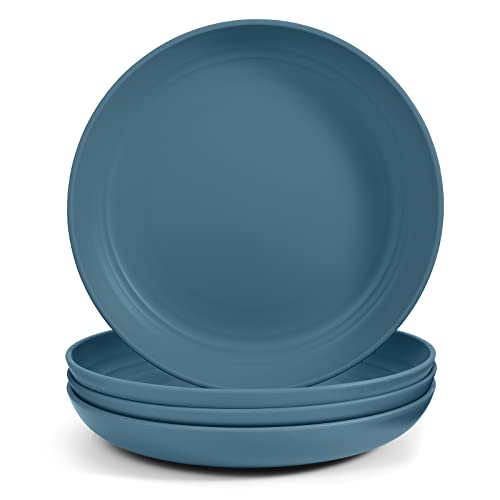 Odoland 19.5cm Lightweight Unbreakable Deep Dinner Plates Ultra-Durable Service Plate Dishwasher & Microwave Safe, BPA Free, for Family Indoor Outdoor
